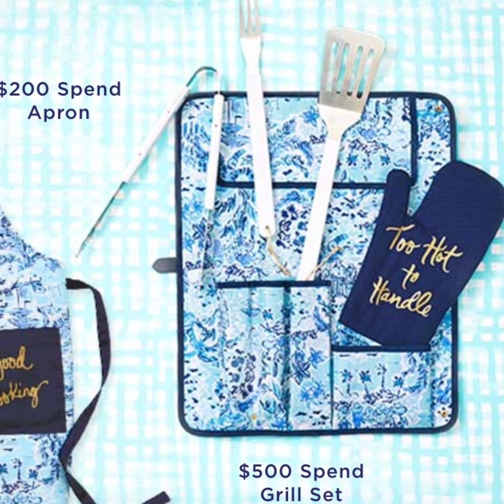 NEW Lilly Pulitzer BBQ Grill Set with Mitt Too Hot